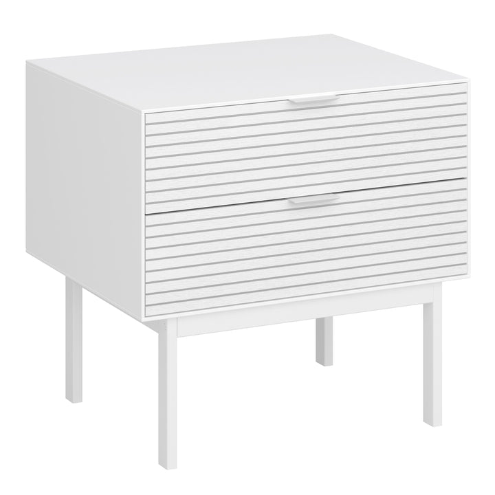 Soma Bedside Table 2 Drawers in Granulated pure White Brushed White