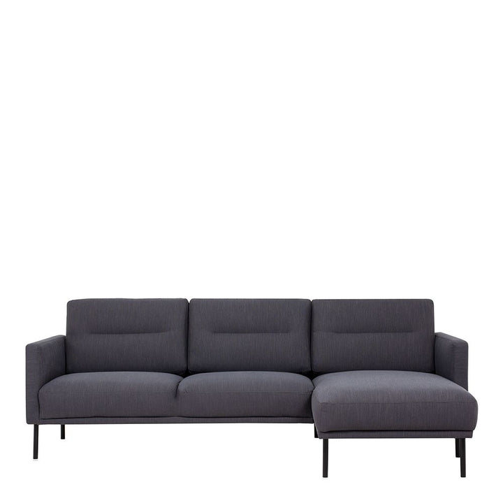 Larvik Chaiselongue Sofa (RH) - Anthracite, Black Legs