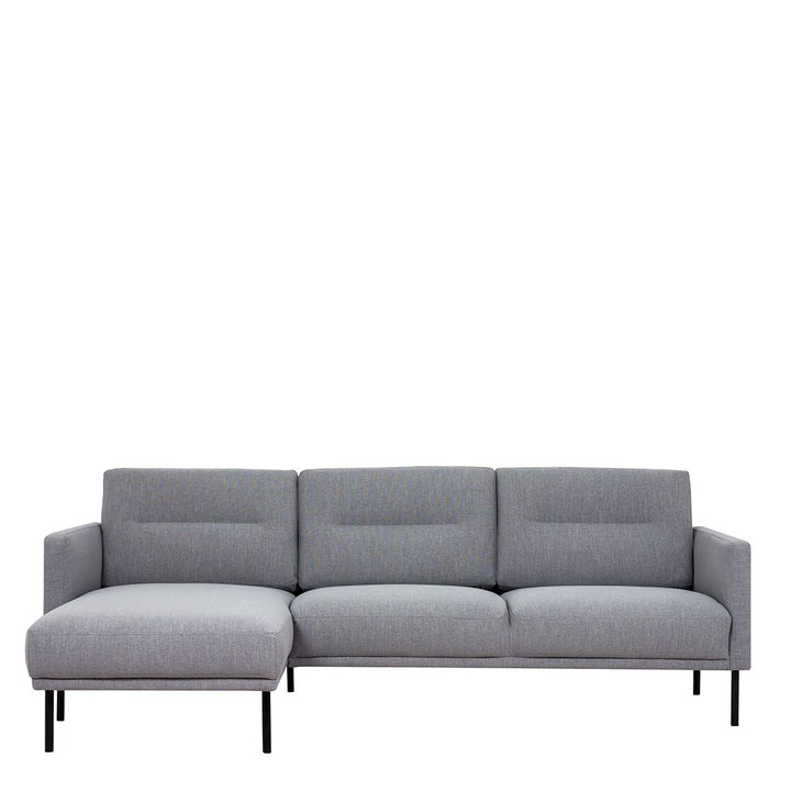 Larvik Chaiselongue Sofa (LH) - Grey, Black Legs