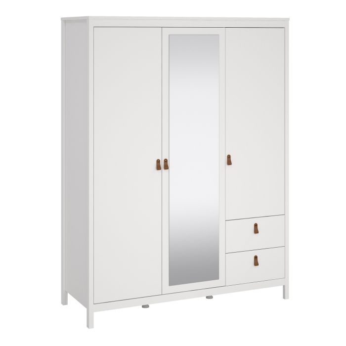 Madrid Wardrobe with 2 Doors 1 Mirror Door 2 Drawers White