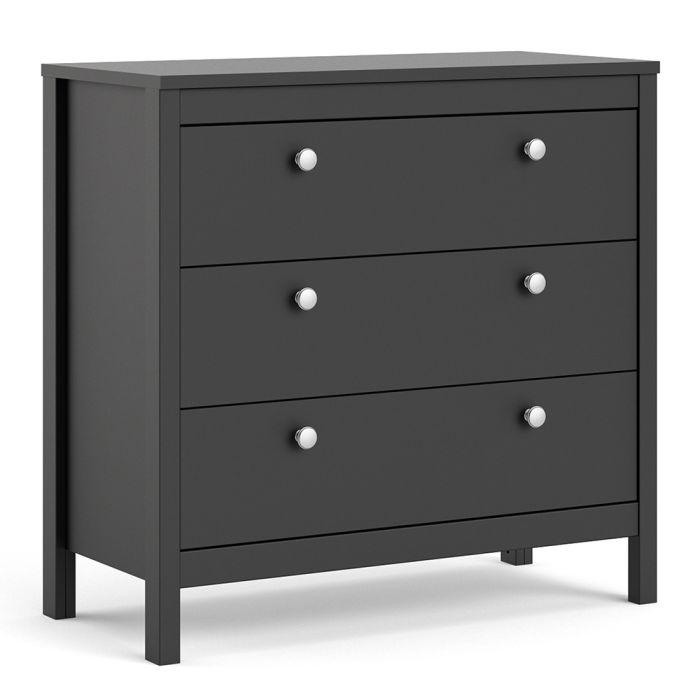 Madrid Chest 3 Drawers in Matt Black