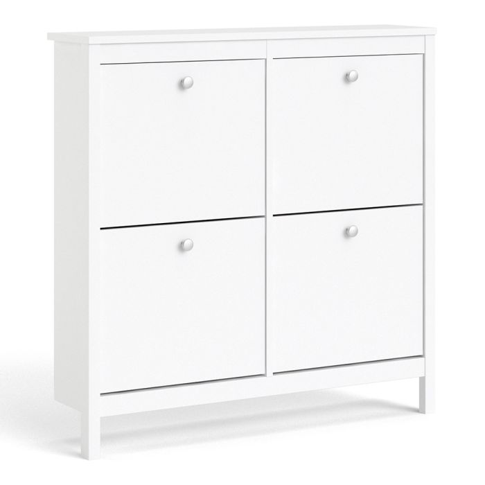 Madrid Shoe Cabinet 4 Flip Down Doors in White