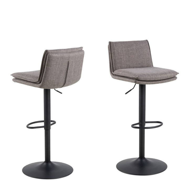 Light Grey-Brown Swivel Bar Stool – Height Adjustable Seat with Black Steel Base
