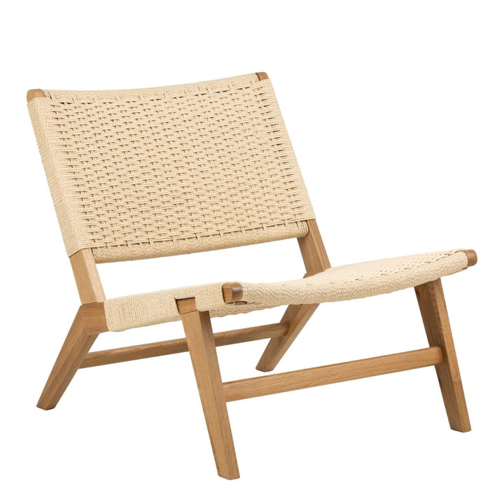 Nordic Lounge Chair – Oak Frame with Woven Paper Cord Seat in Off-White