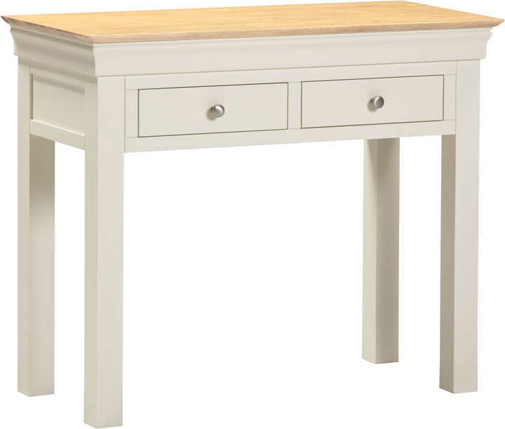 White Hardwood Console Table with Oak Top and 2 Drawers – Stylish Hallway Storage