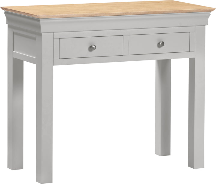 White Hardwood Console Table with Oak Top and 2 Drawers – Functional Hallway Storage