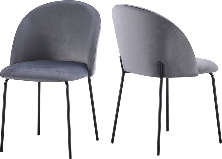 Set of 4 Grey Velvet Dining Chairs with Metal Legs Padded Seat