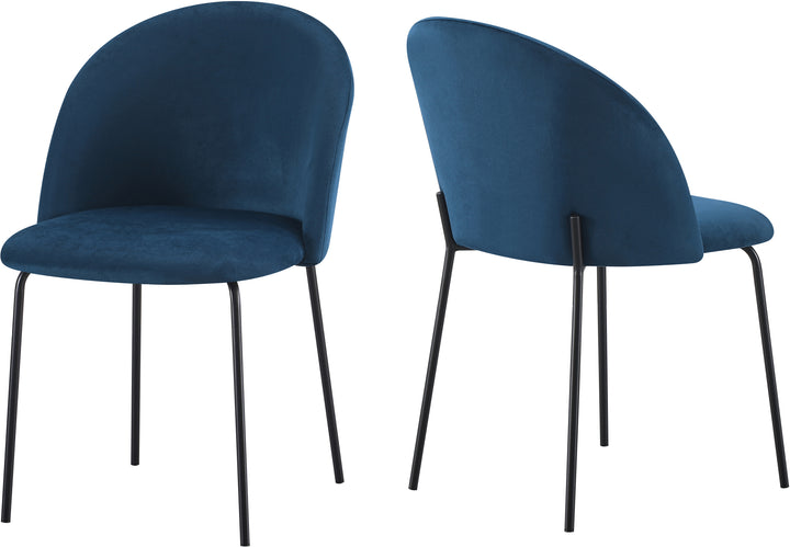 Set of 4 Blue Velvet Dining Chairs with Metal Legs – Modern Style for Home or Office
