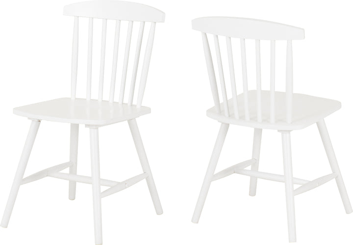 Set of 2  white Wooden Dining Chairs – Solid Rubberwood, Modern Classic Style