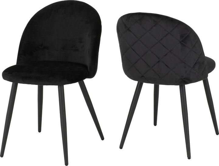 Set of 2 Velvet Dining Chairs – Padded Seat with Metal Legs, Modern Style