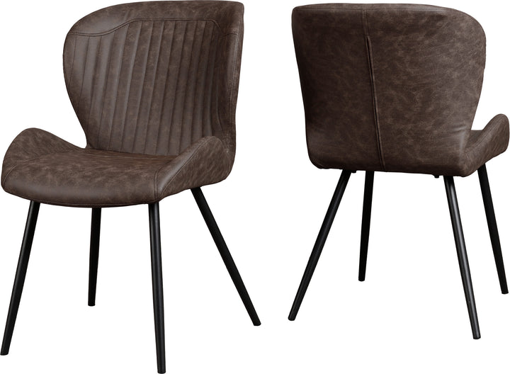 Set of 2 Dining Chair with Metal Legs – Padded Seat Modern dining roomChair PU