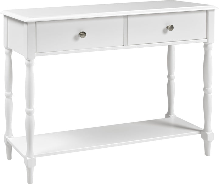 White Console Table with Drawers and Shelf – Pine Hallway Storage Unit