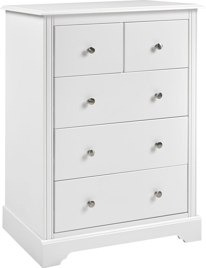White 3+2 Drawer Chest – Tall Bedroom Storage Unit with Modern Design