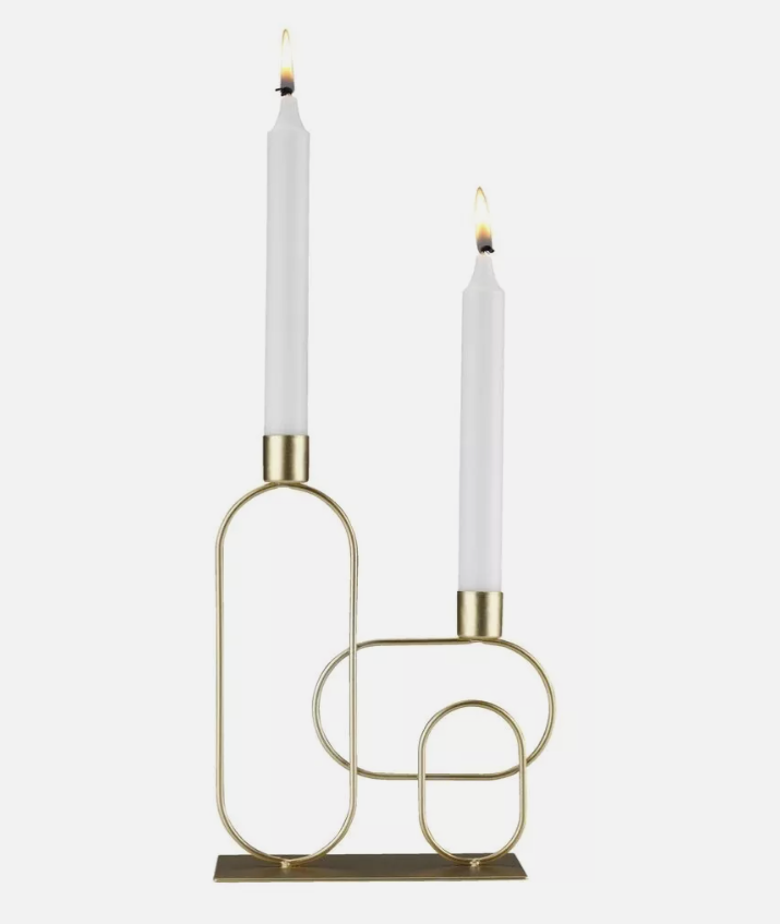 Candlestick iron gold colour 2 stick candle holder elegant Nordic mood H23cm