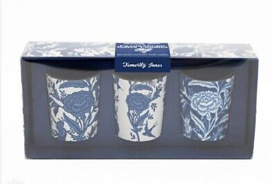 Willow set of 3 blue white temerity Jones votive candle gift set