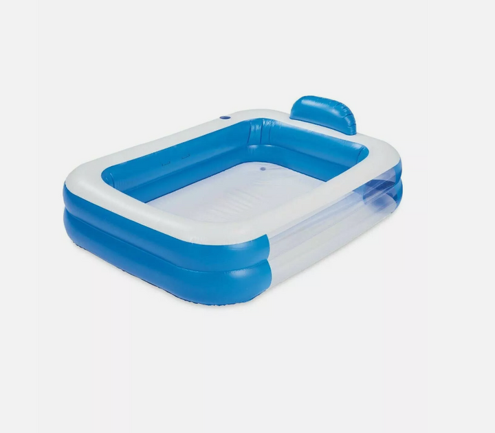 Jumbo Rectangular paddling Pool~With Integrated headrest, cup holder