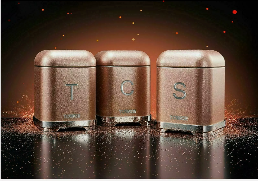 Tea Coffee Sugar Canisters With Silver Sparkle Diamante Bling Set Of 3 - View #3