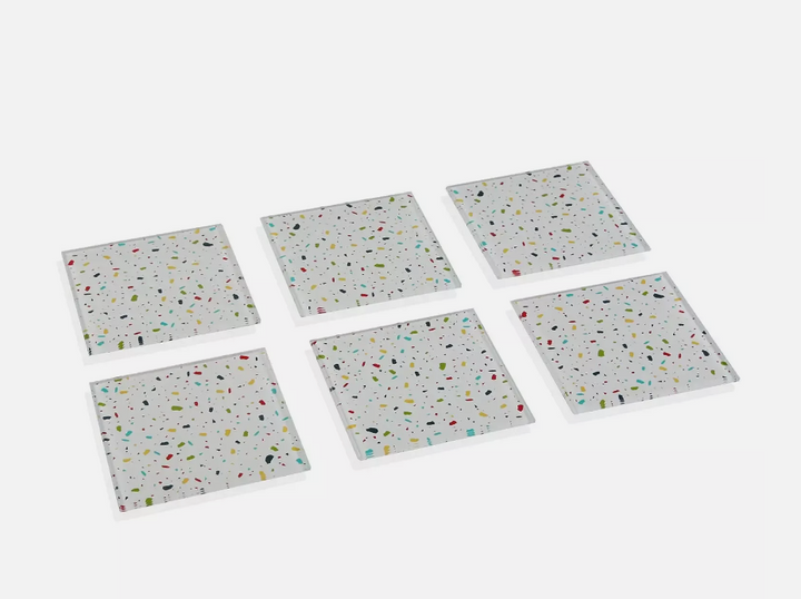 6 x Vivid Terrazzo style crystal Coasters Drinks Cups Glasses Table place Mats