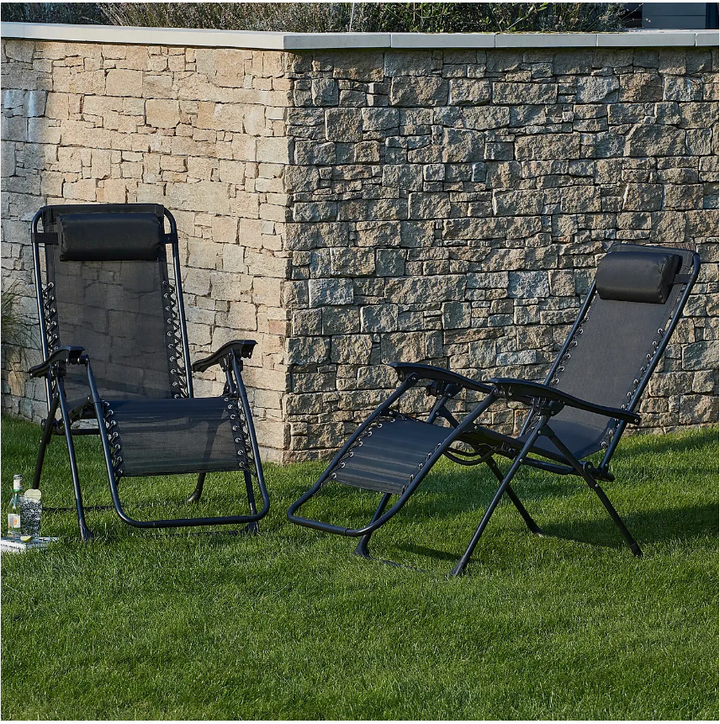 Set Zero Gravity Chair Reclining Sun Lounger Outdoor Garden Folding Adjustable
