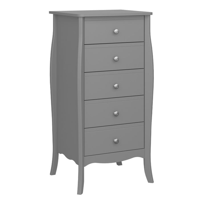 Baroque 5 Drawer Narrow Grey chest