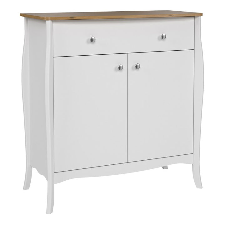 Baroque Sideboard 2 Doors + 1 Drawer Pure White Iced Coffee Lacquer Chest