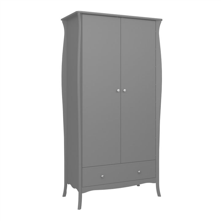 Baroque 2 door 1 Draw Wardrobe Grey