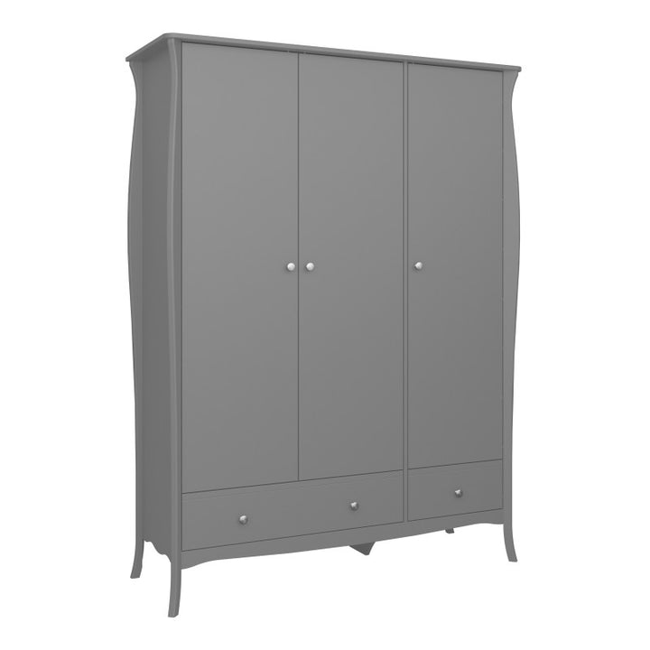 Baroque 3 door 2 Drawer wardrobe in Grey