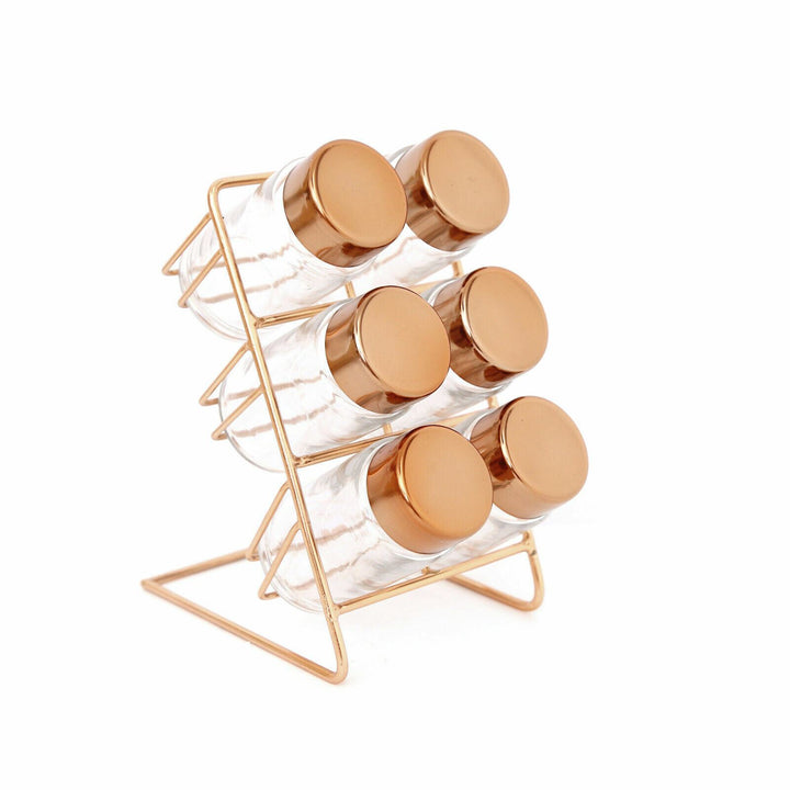 Copper Spice Rack with 6 Copper Jars