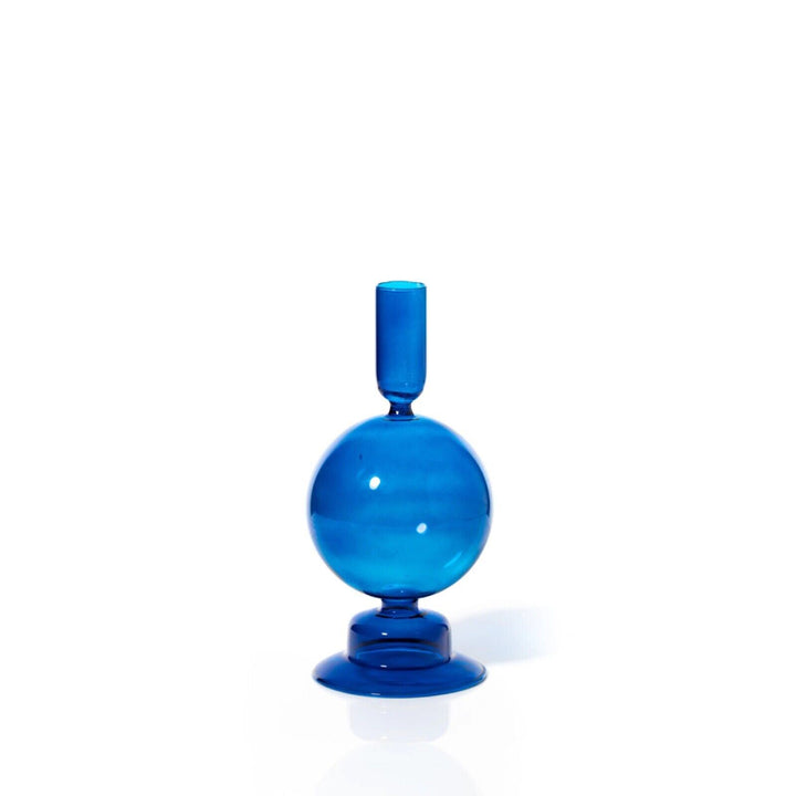 18.5 cm blue Coloured Glass  tapper candle holder