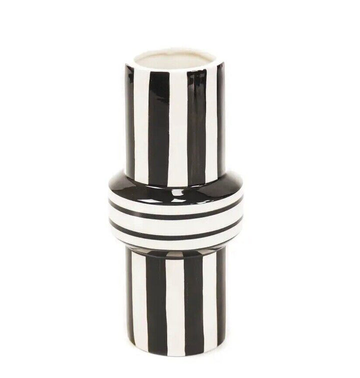 20 cm Black White Stripe Vase Centrepiece Living Room Ornament decor