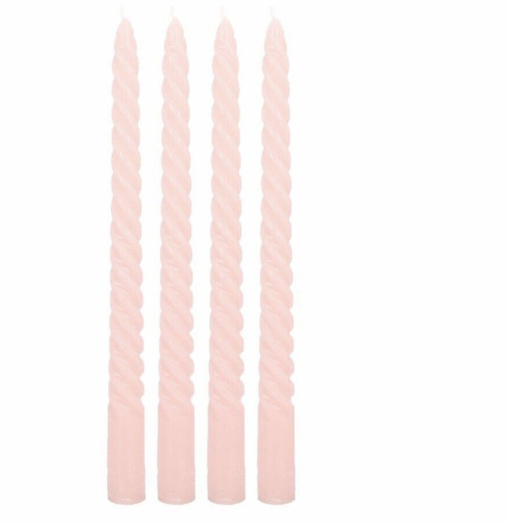 Twisted Candles blush pink  4 pack  2x25cm