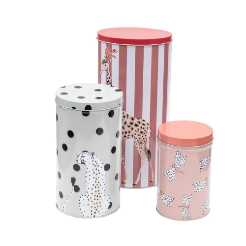 Set of 3 Round Storage Canister Tins by Yvonne Ellen