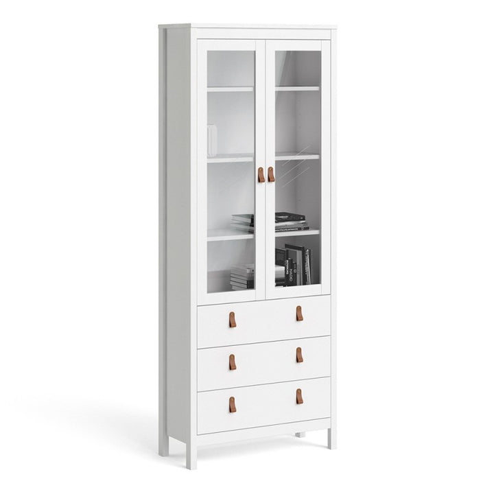 Barcelona China cabinet 2 doors with glass + 3 drawers in White