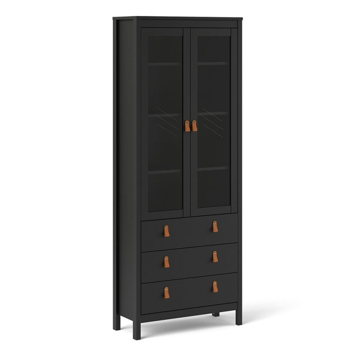 Barcelona China cabinet 2 doors with glass + 3 drawers in Matt Black