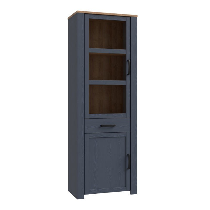 Bohol, Narrow Display Cabinet in Riviera Oak/Navy