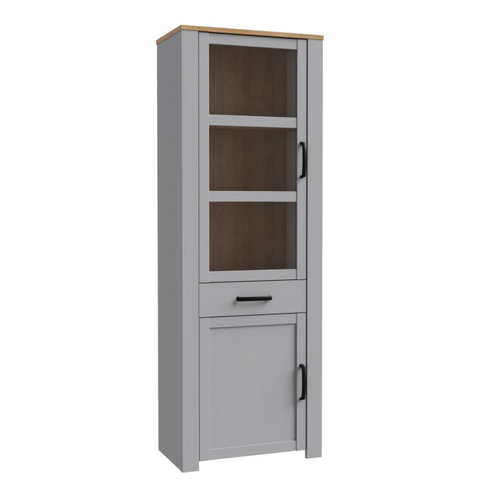 Bohol Narrow Display Cabinet in Riviera Oak/Grey Oak