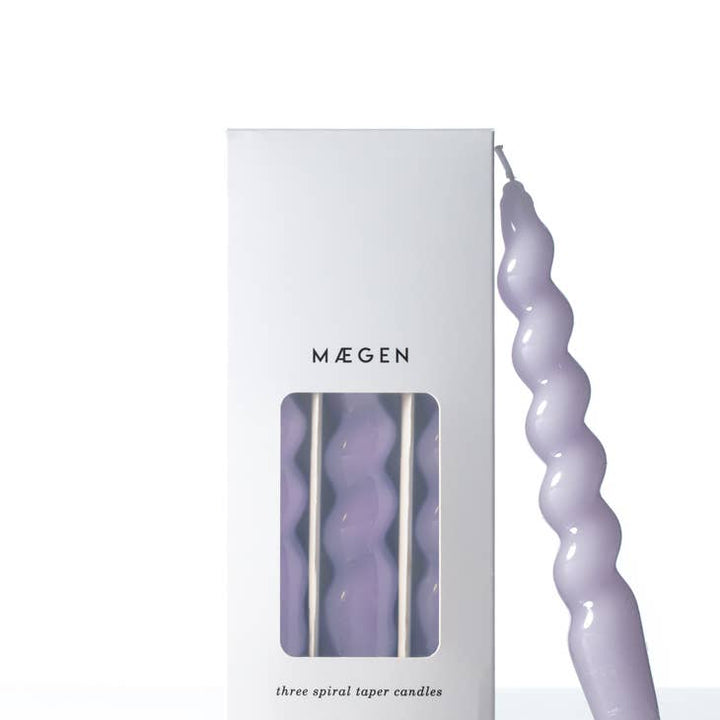 MÆGEN Spiral Taper Candles - 3 Pack - Lilac