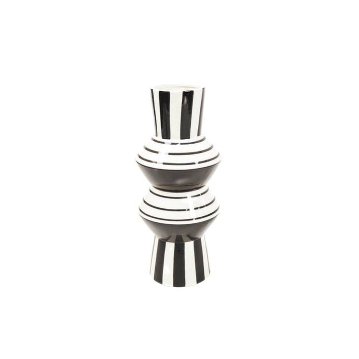 HV Striped Vase-Black/White-16x37,5cm